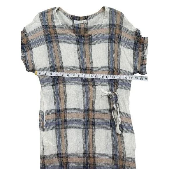 Masai Copen Hagen Womens Plaid Midi Dress With Side Tie Size XL - Picture 9 of 9